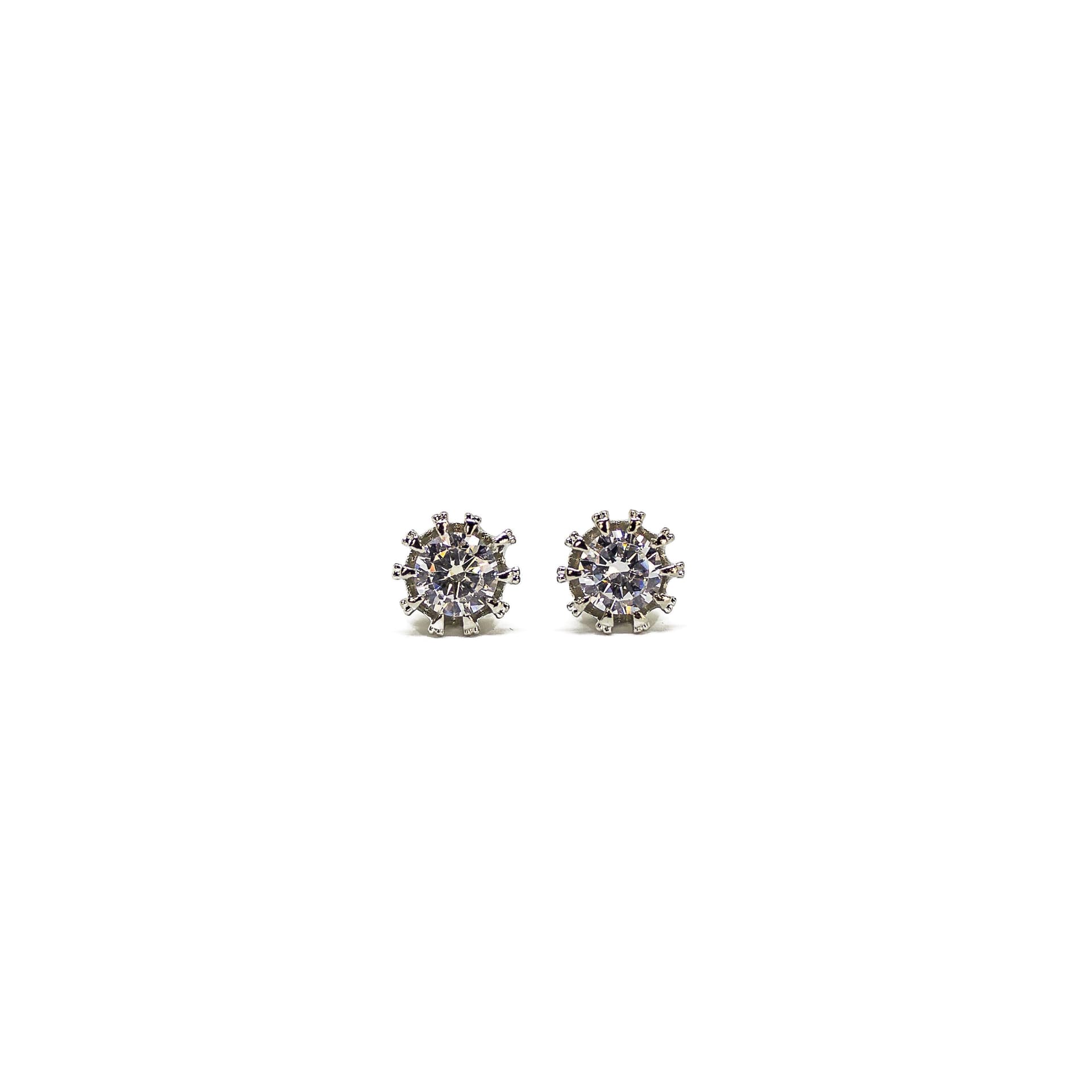 Round Cut Crown CZ Stud Earrings