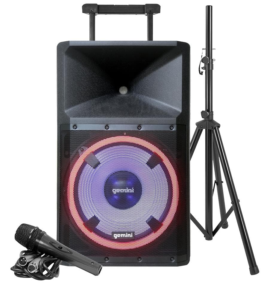2-Way BT PA Speaker w/ LEDs, Stand Size 15"