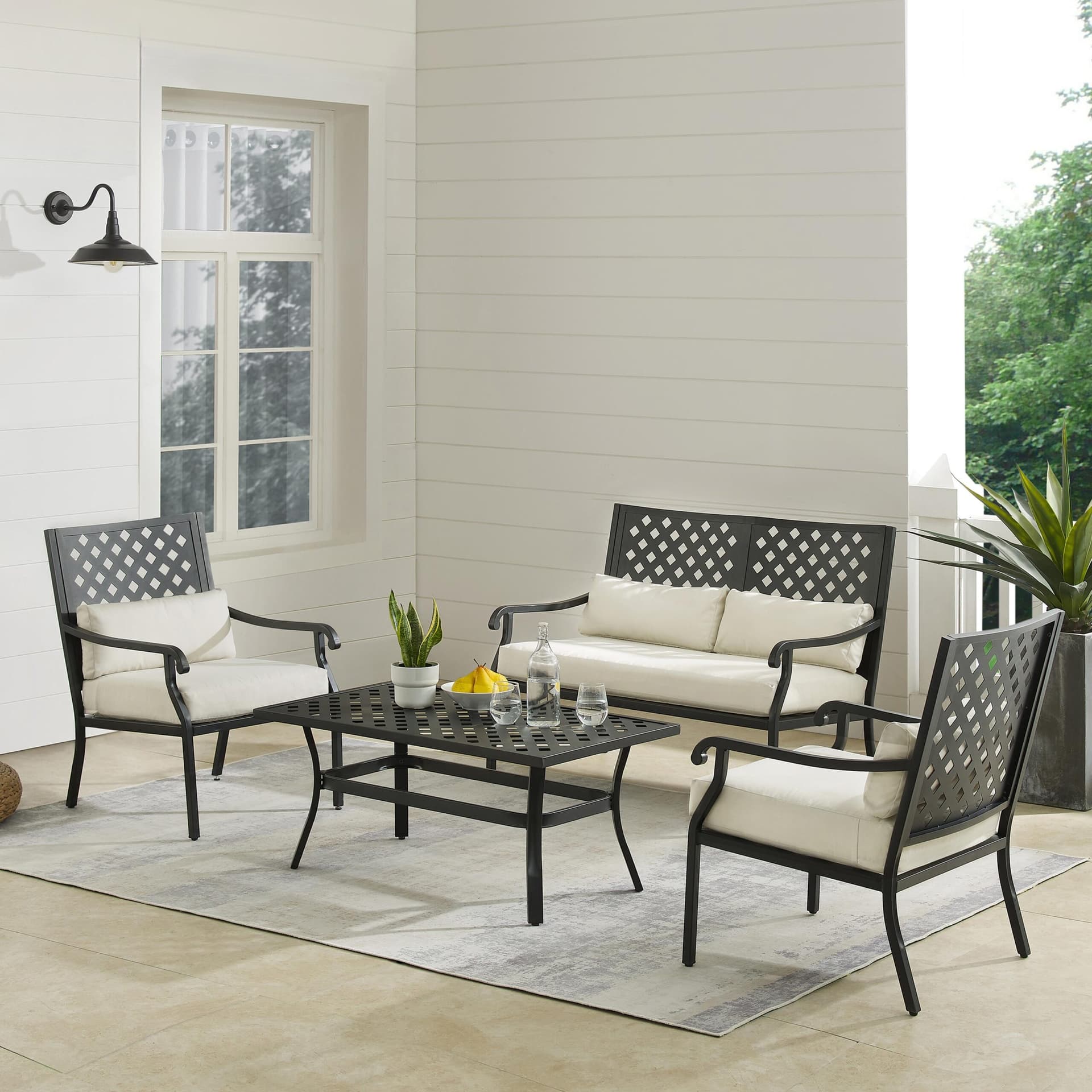 Alistair 4Pc Outdoor Loveseat Patio Furniture Set