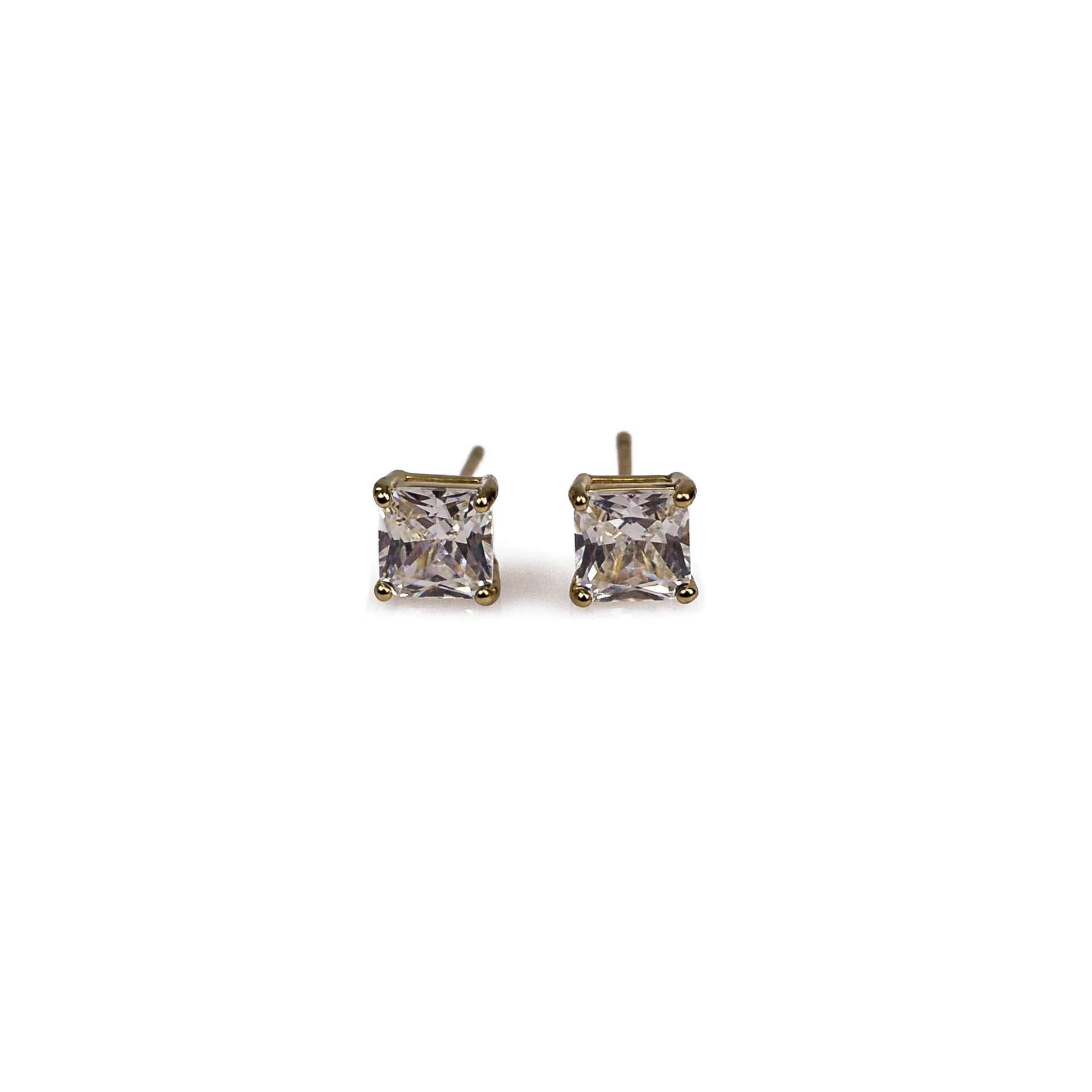 18K Gold Plated Asscher Cut CZ Earrings