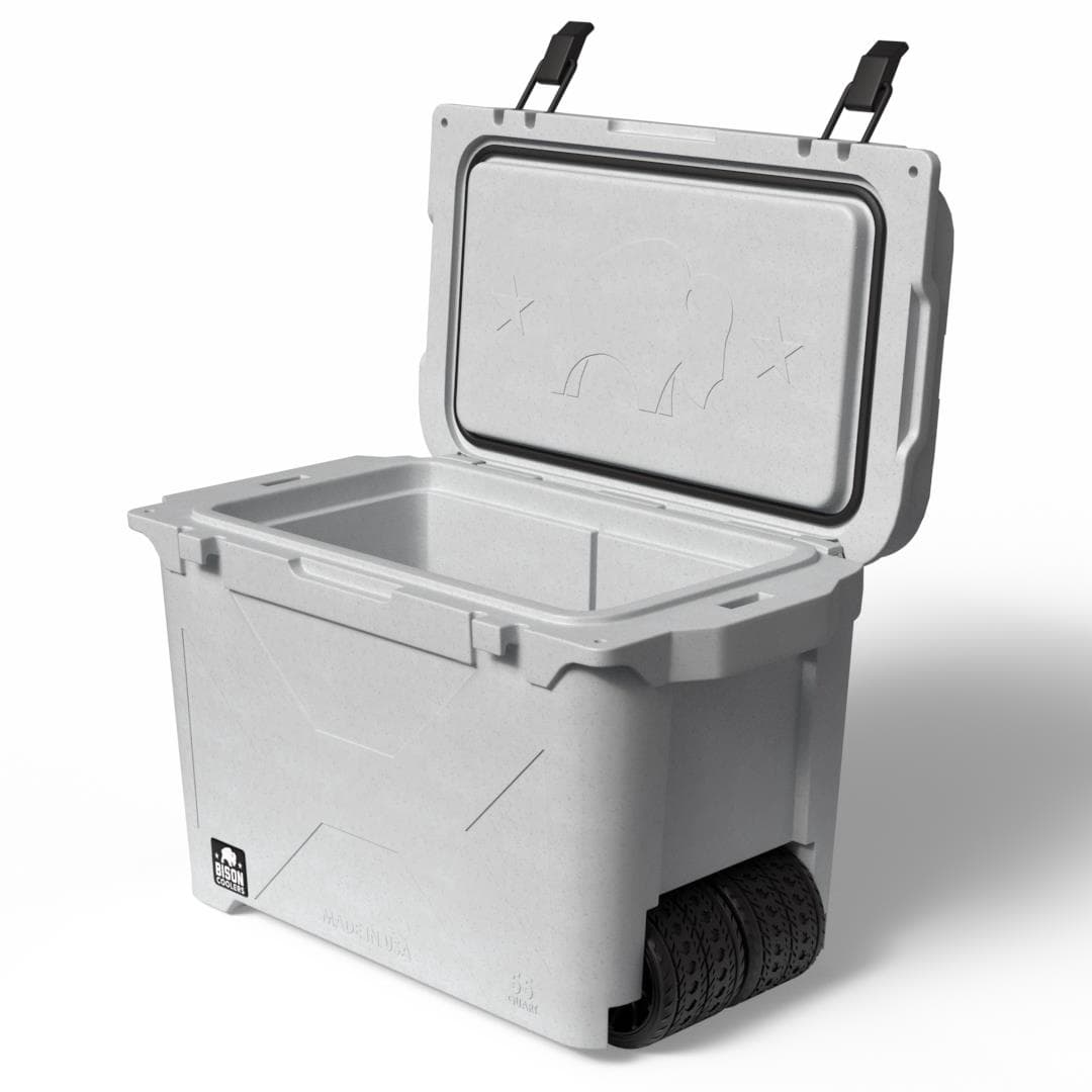55 QT Wheeled Bison Cooler - White