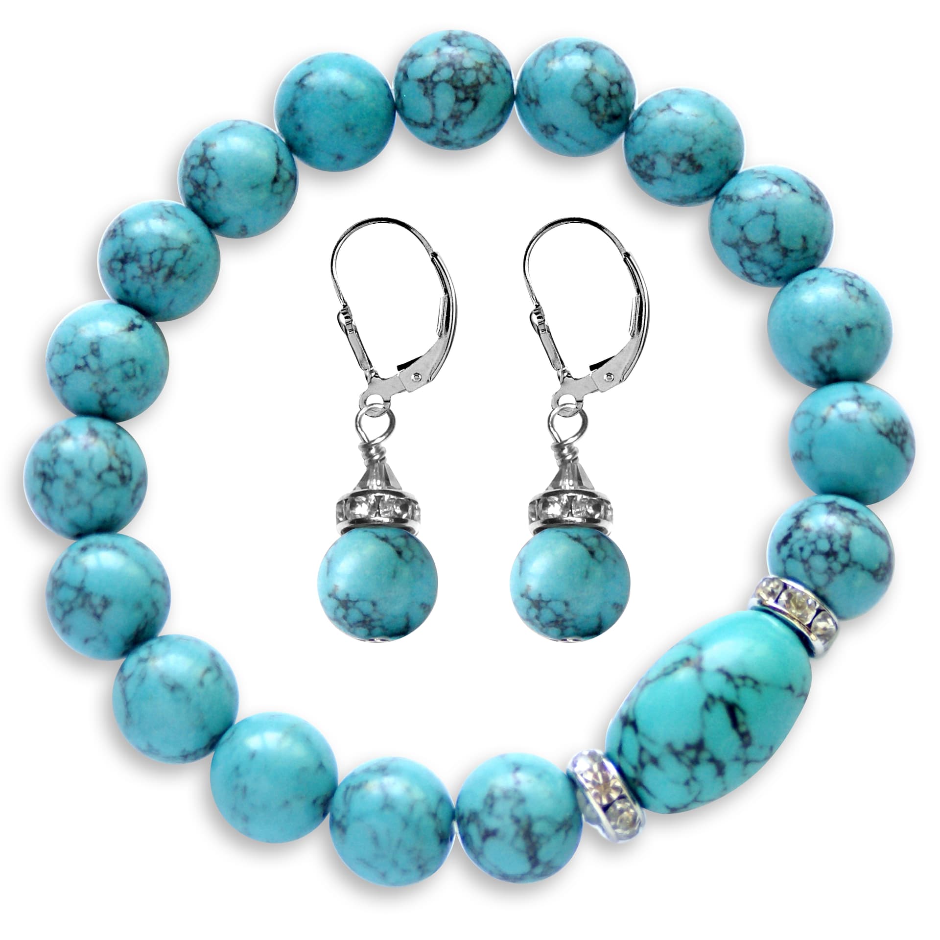Southwest Faux Turquoise Bracelet and Earring Set