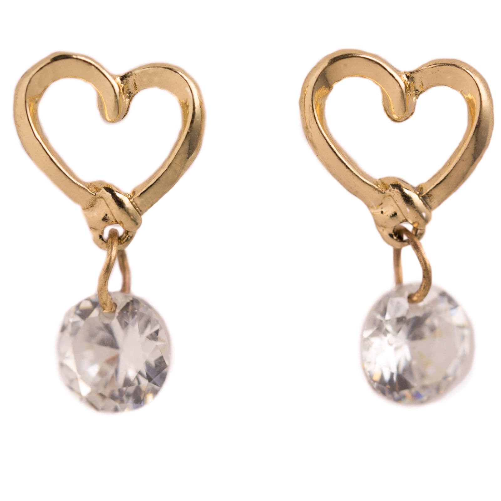 Open Heart Crystal Dangle Earrings