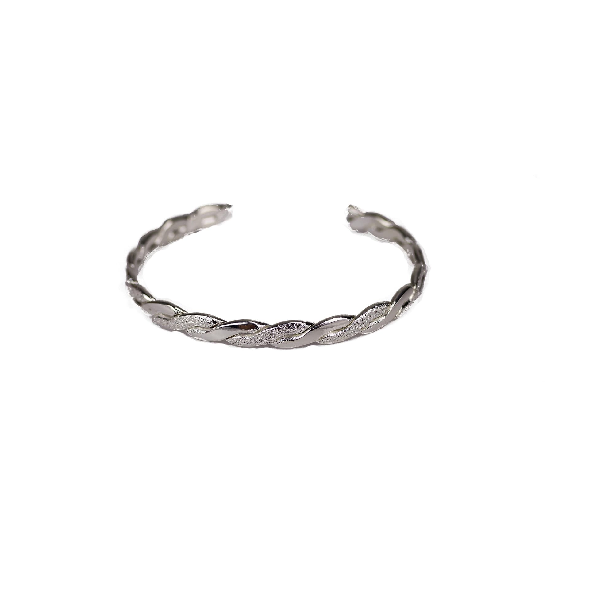 Silver Twisting Texture Cuff Bracelet