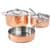 Vintage 5pc Tri-Ply Copper Cookware Set with Lids, Polished