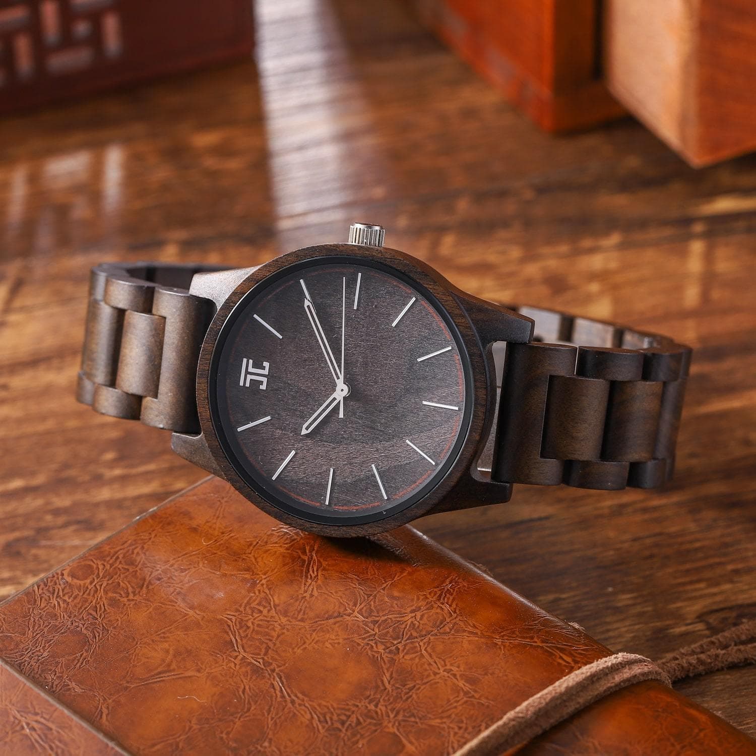 Earth - Dark Sandalwood Wooden Watch 45mm