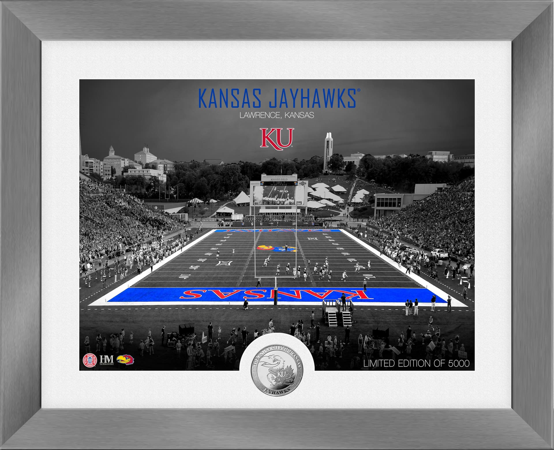 University of Kansas Jayhawks Art Deco Stadium Silver Coin