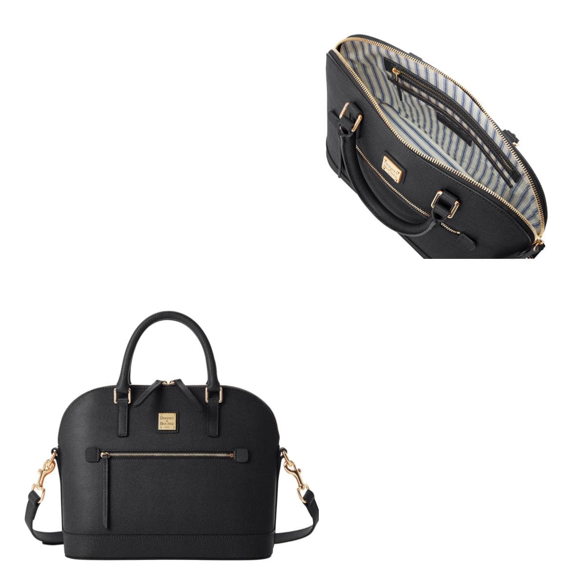 Saffiano Domed Zip Satchel