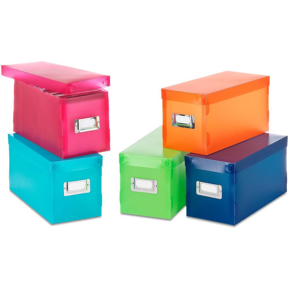Set of 5 Plastic Storage Boxes in Various Colors