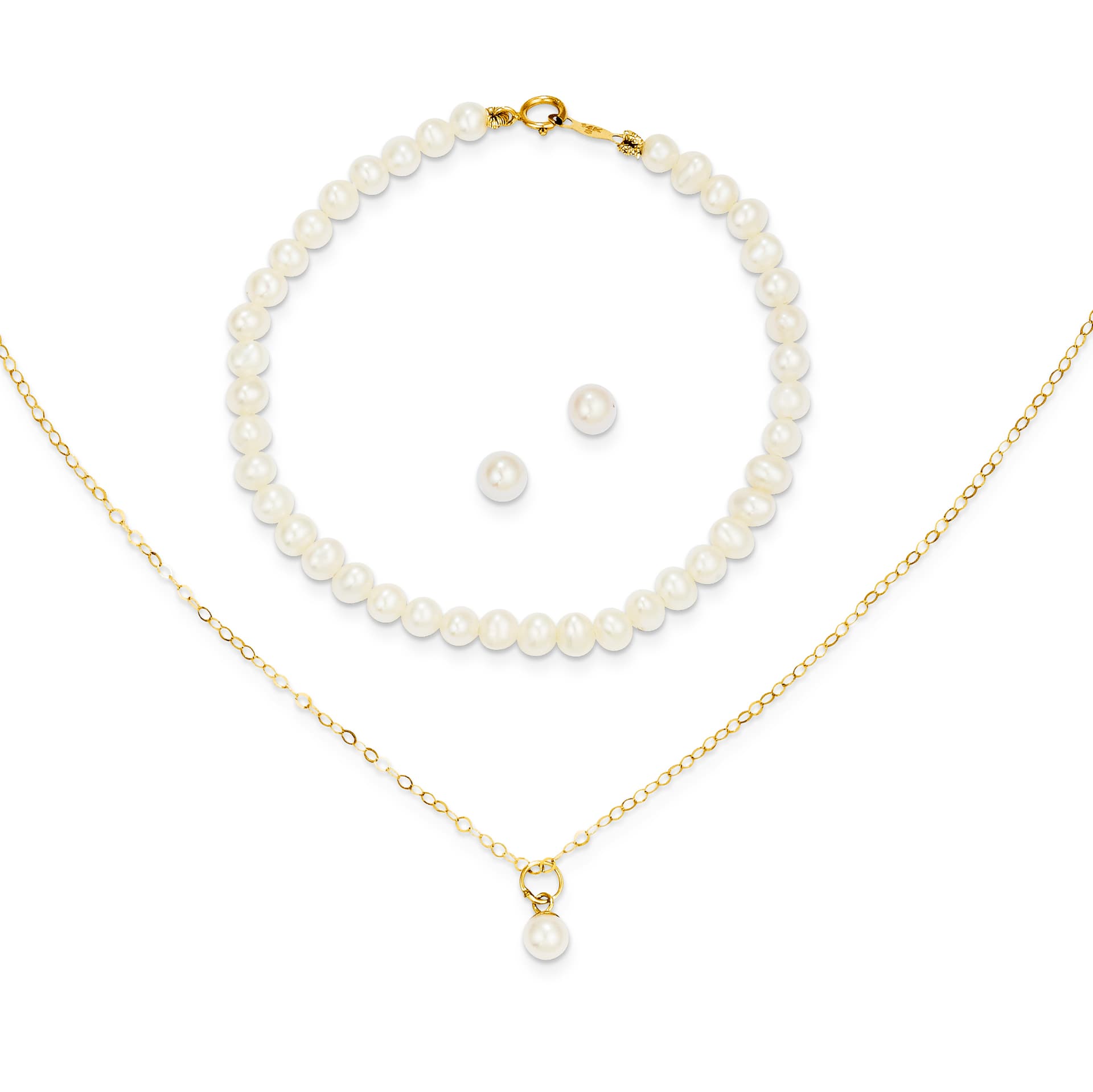 Children's 14kt FW Cultured Pearl 3pc Set