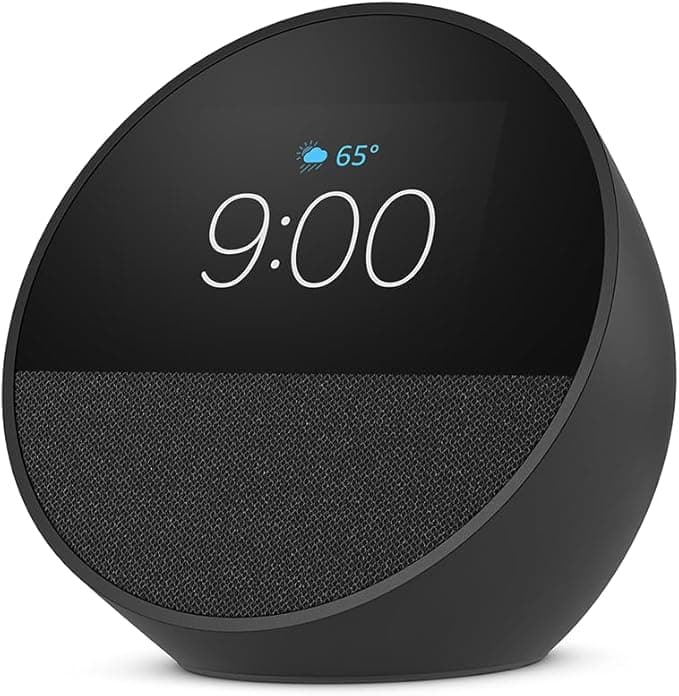 Amazon Echo Spot (2024 release), Smart alarm clock with vibrant sound + Alexa-Black
