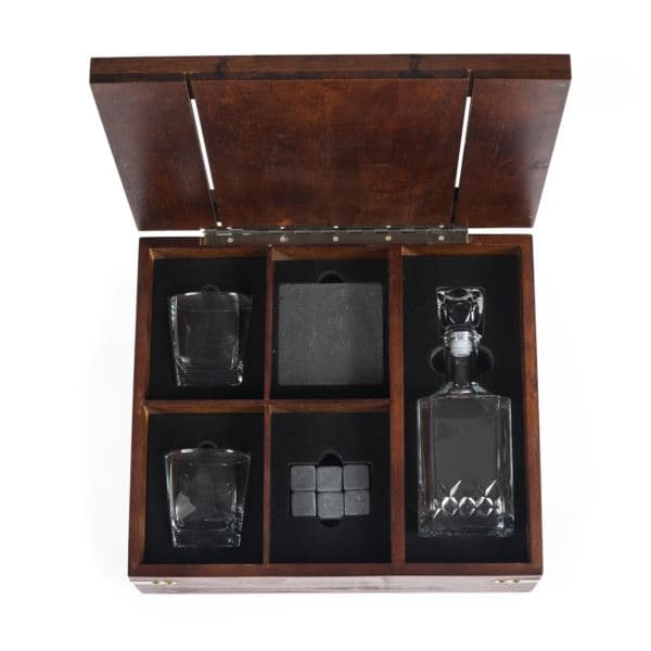 Whiskey Box with Decanter - Dark Stain Parawood