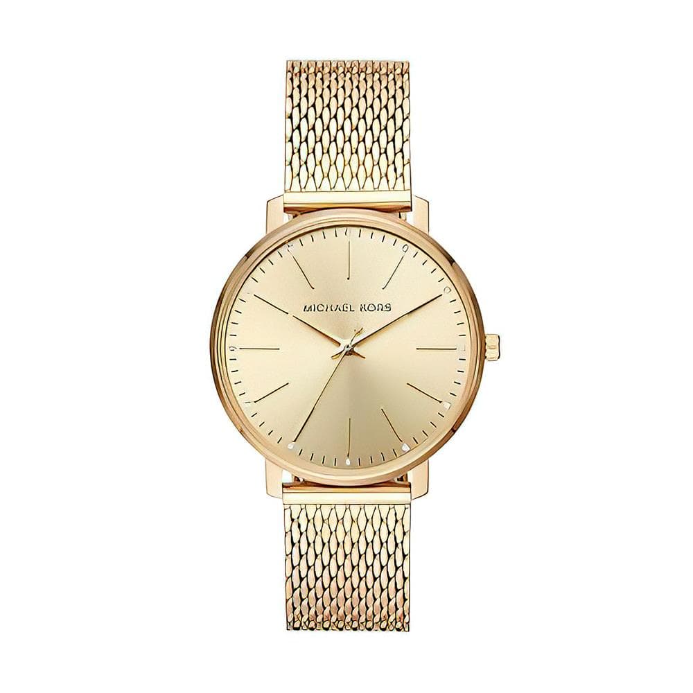 Ladies Pyper Gold-Tone Crystal Accent Mesh Watch Gold Dial