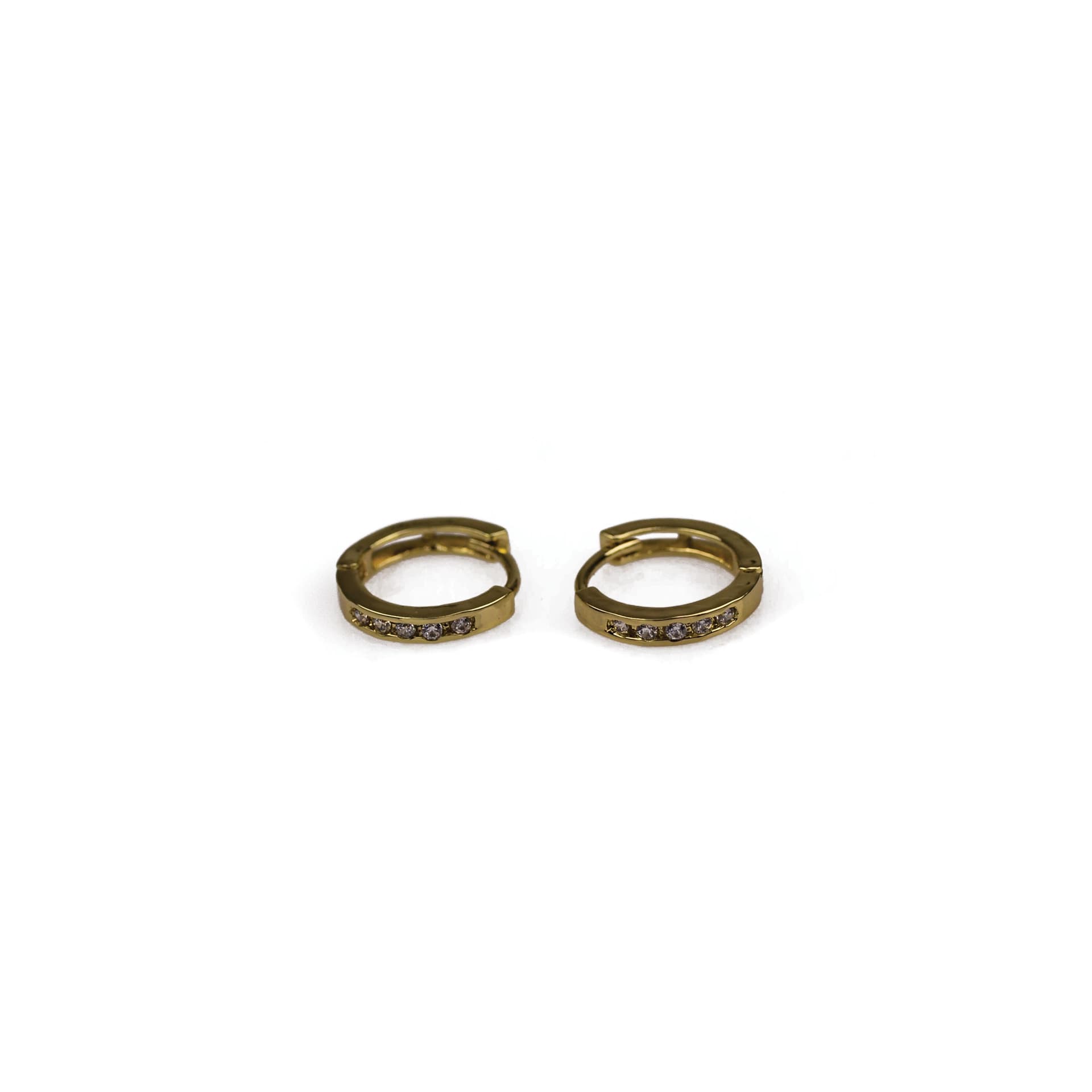 18K Gold Plated Thin Hoop Earrings with CZ Accents