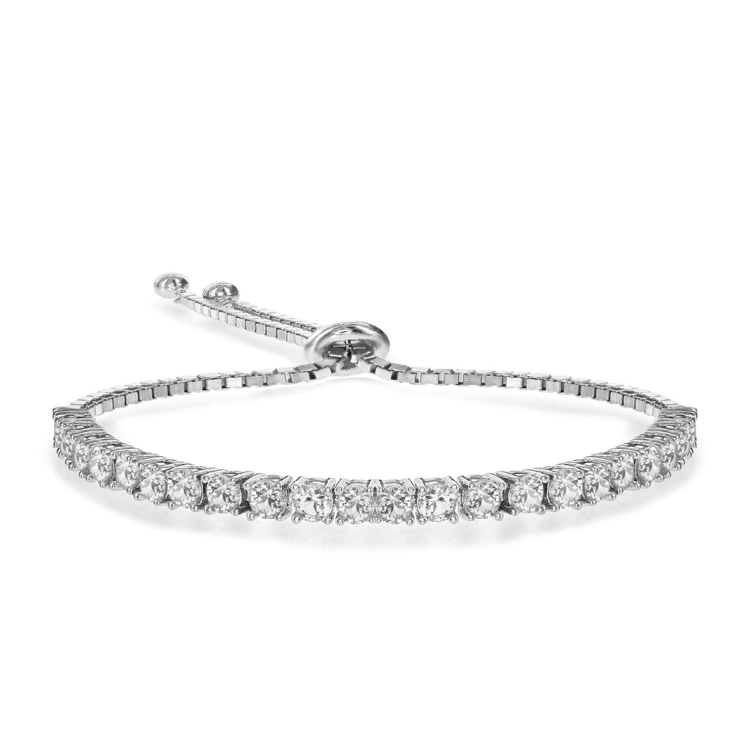 Round CZ Bolo Adjustable Bracelet Size 7.25
