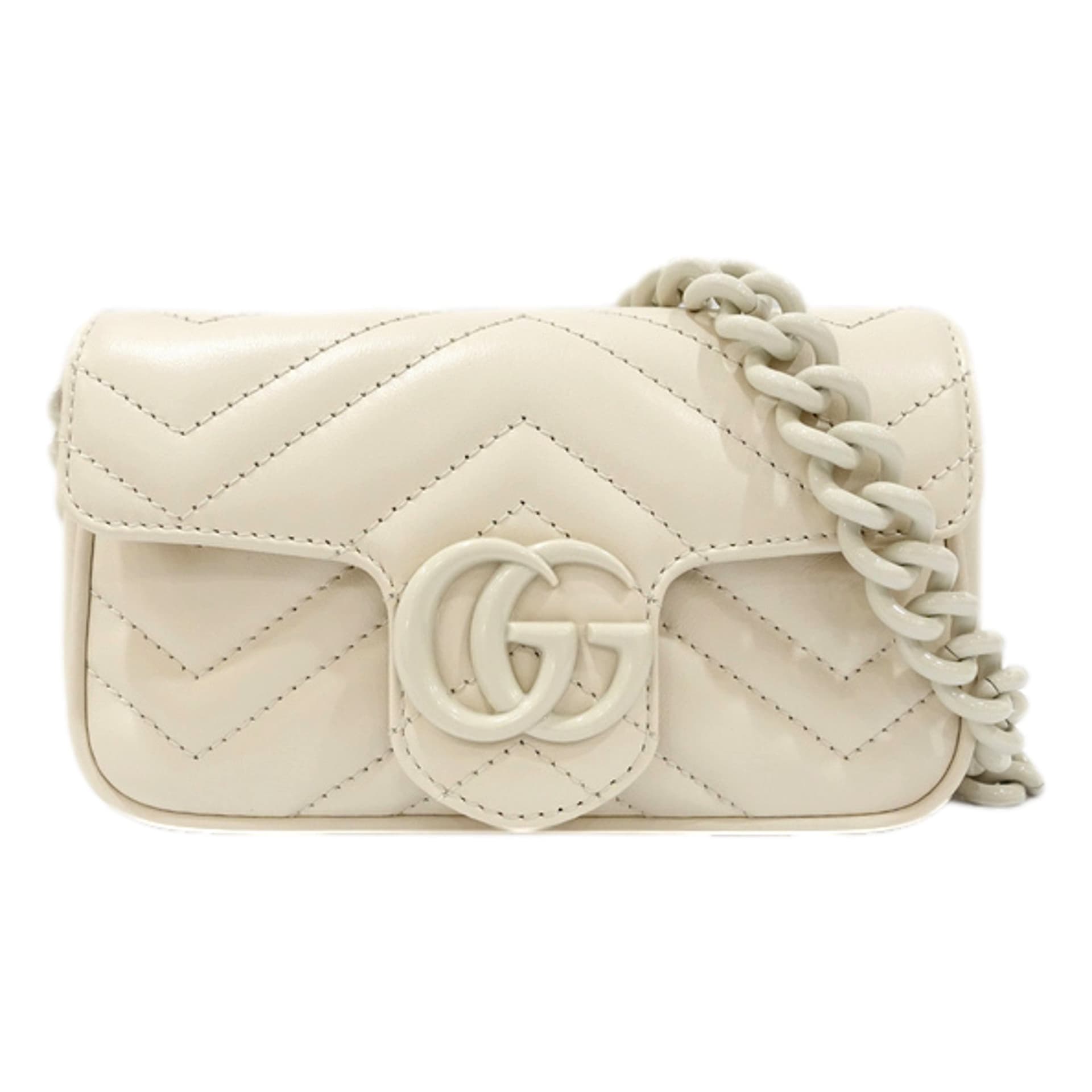 Gucci Marmont Leather Mini Monochrome White Belt Bag 80