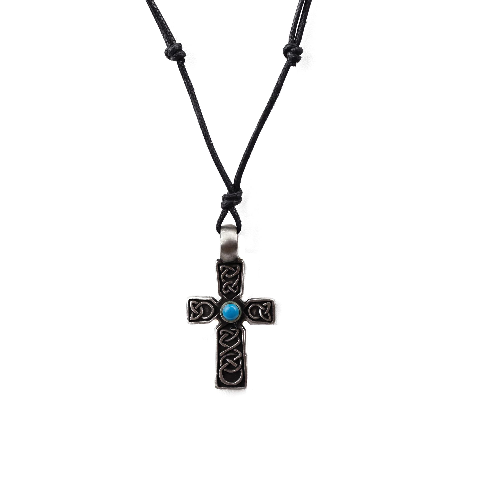 Celtic Cross Necklace with Turquoise