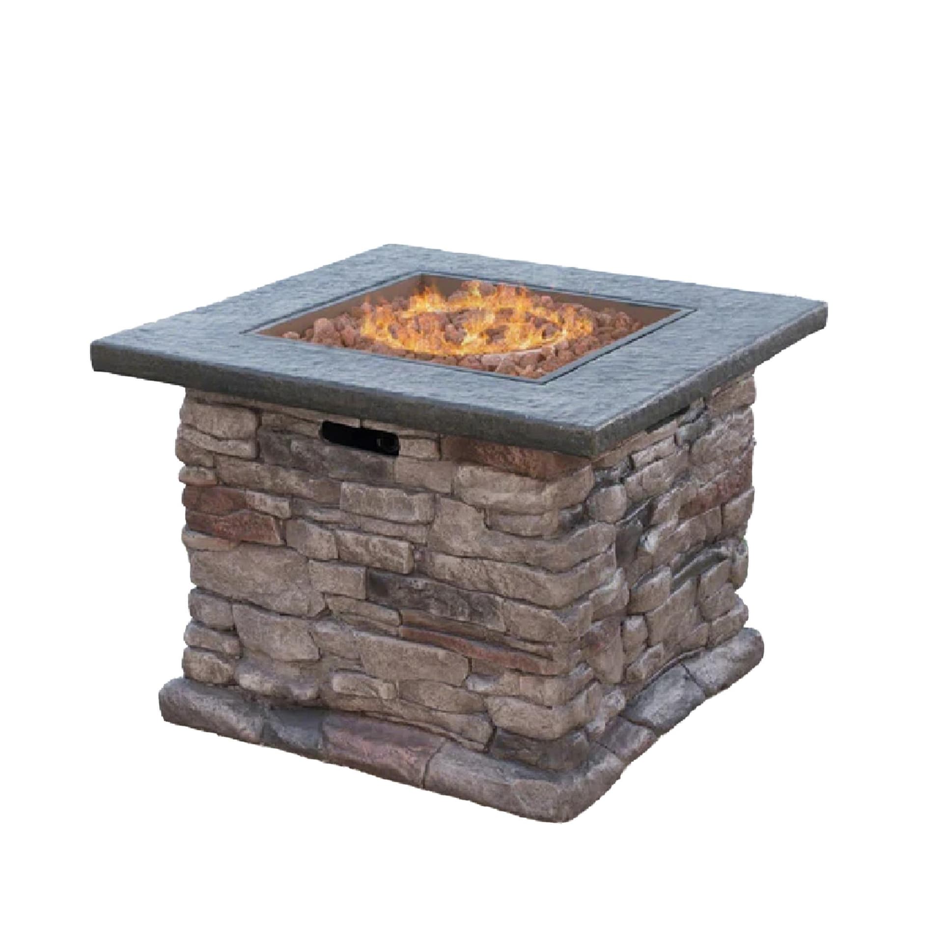 Stonewall Outdoor Square Gas Fire Pit - Natural Stone Finish