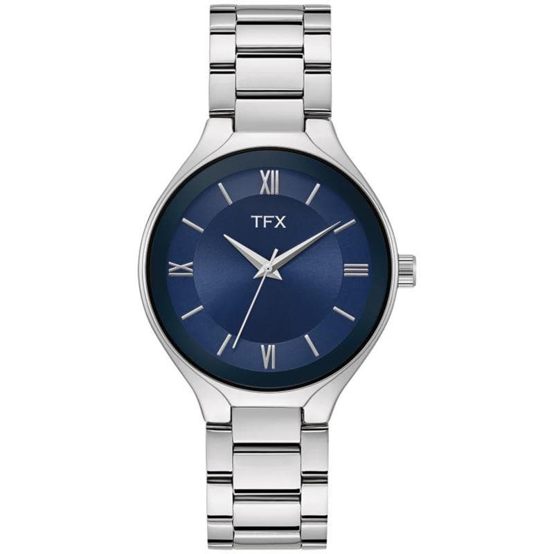 Men's TFX Silver-Tone Stainless Steel Watch Navy Dial