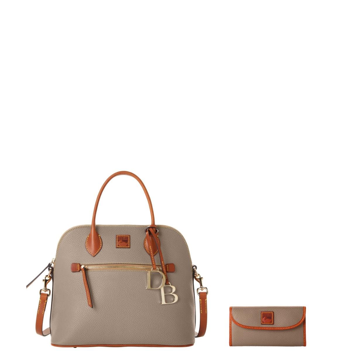 Pebble Grain Large Domed Satchel and Continental Clutch Set