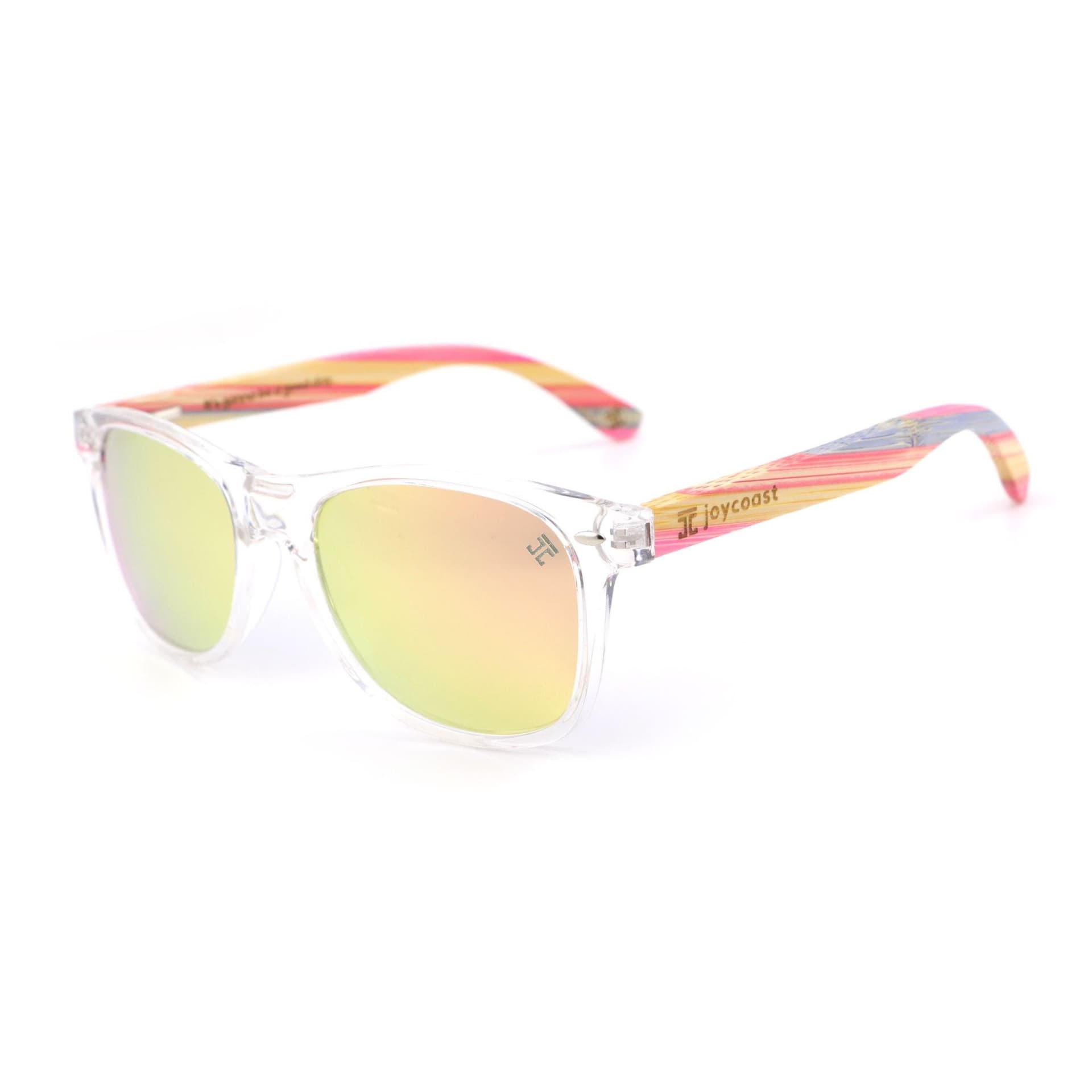 FruitLoops - Bamboo Wooden Sunglasses Black Frame, Pink Lenses