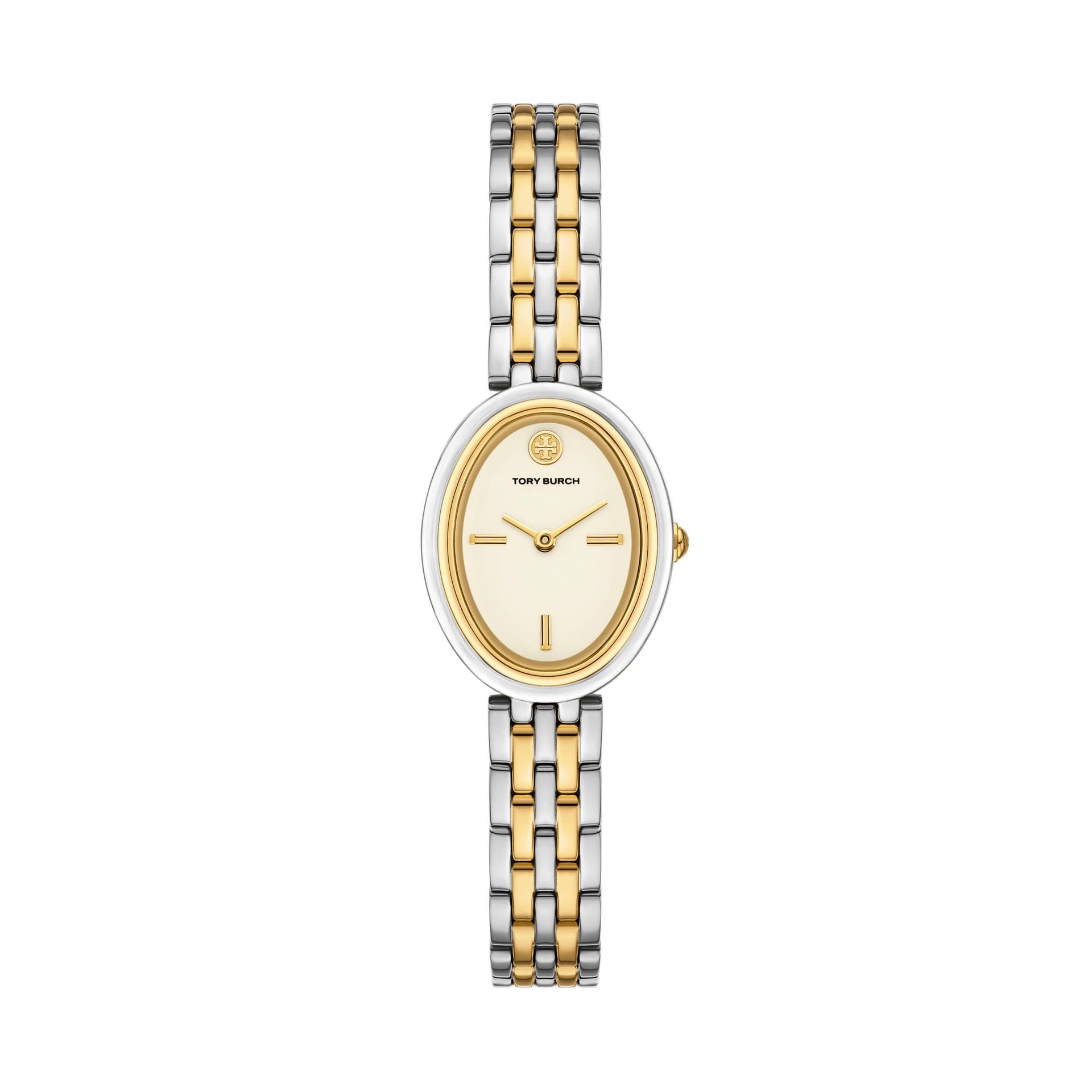 Ladies Oval Two-Tone Stainless Steel Watch Cream Dial