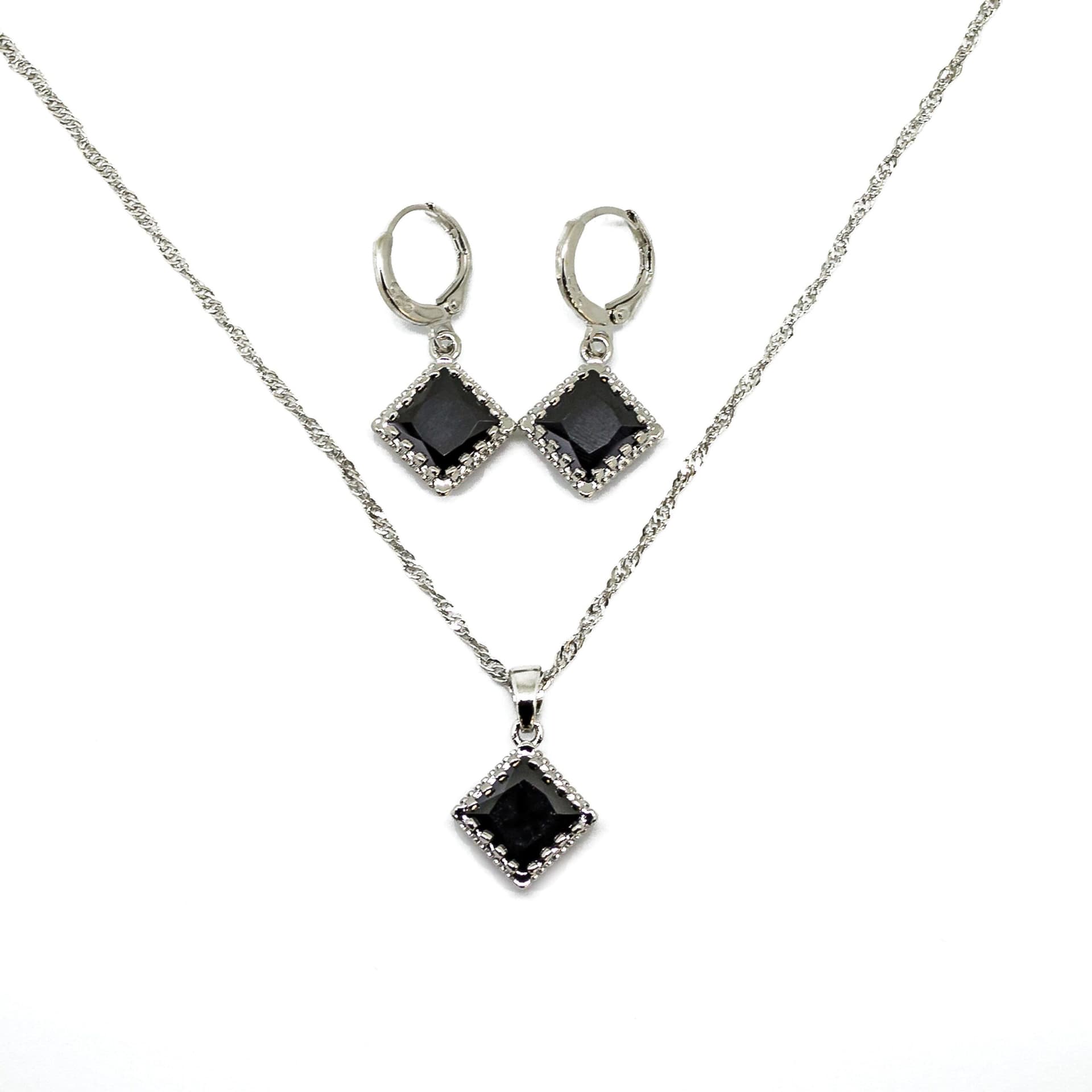 In Your Dreams Necklace and Earrings Set-Black