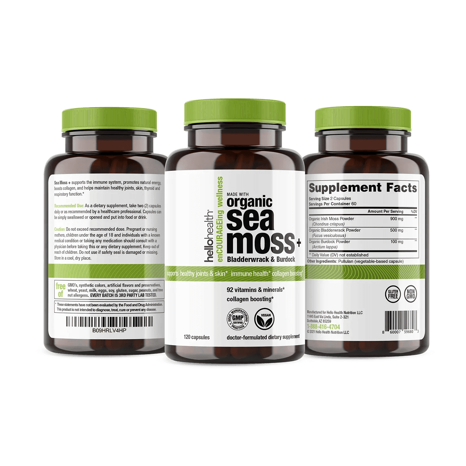 Organic Irish Sea Moss, Organic Bladderwrack, & Organic Burdock capsules