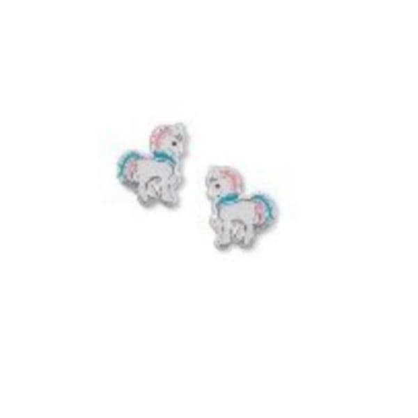Sterling Silver Enamel Unicorn Stud Earrings