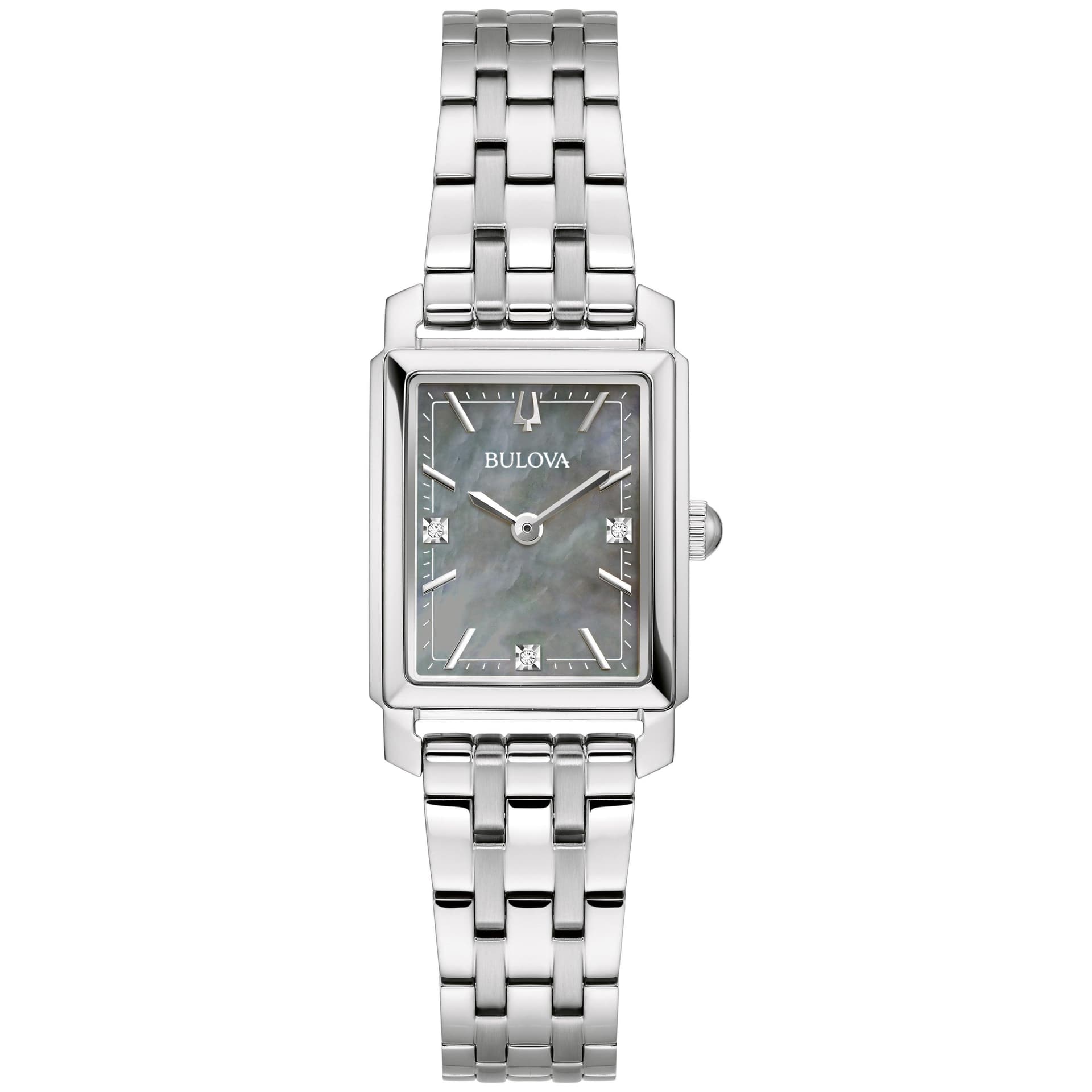 Ladies' Sutton Silver-Tone Stainless Steel Rectangle Watch Gray MOP Dial