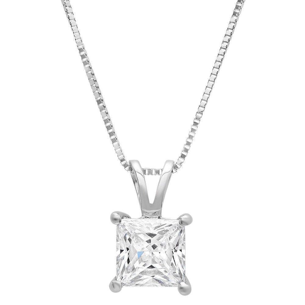 PARIKHS Princess cut Prestige Diamond Pendant 14K White Gold 0.08ct IJ Color, SI1 Clarity