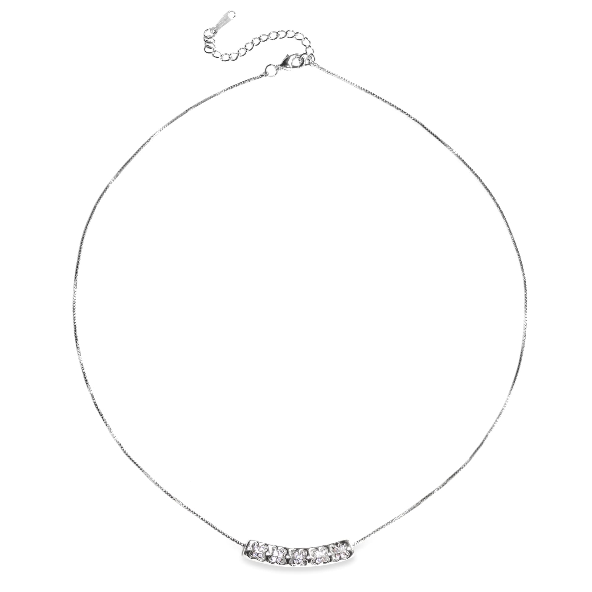 Crystal Clover Bar Necklace