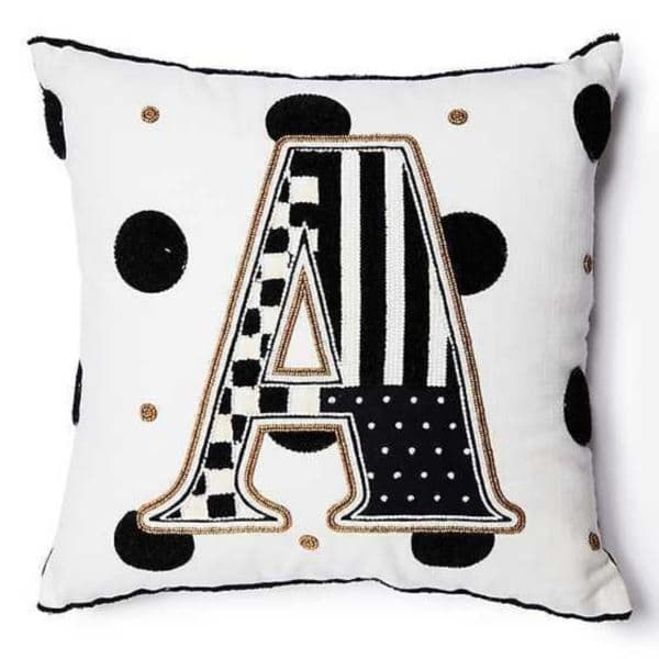 Monogram "N" Beaded Throw Pillow