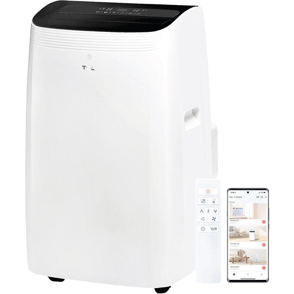 TCL 10,000 BTU Q-Series Dual Hose Portable Inverter AC, 450 Sq. Ft., Works with Smart Home Devices,