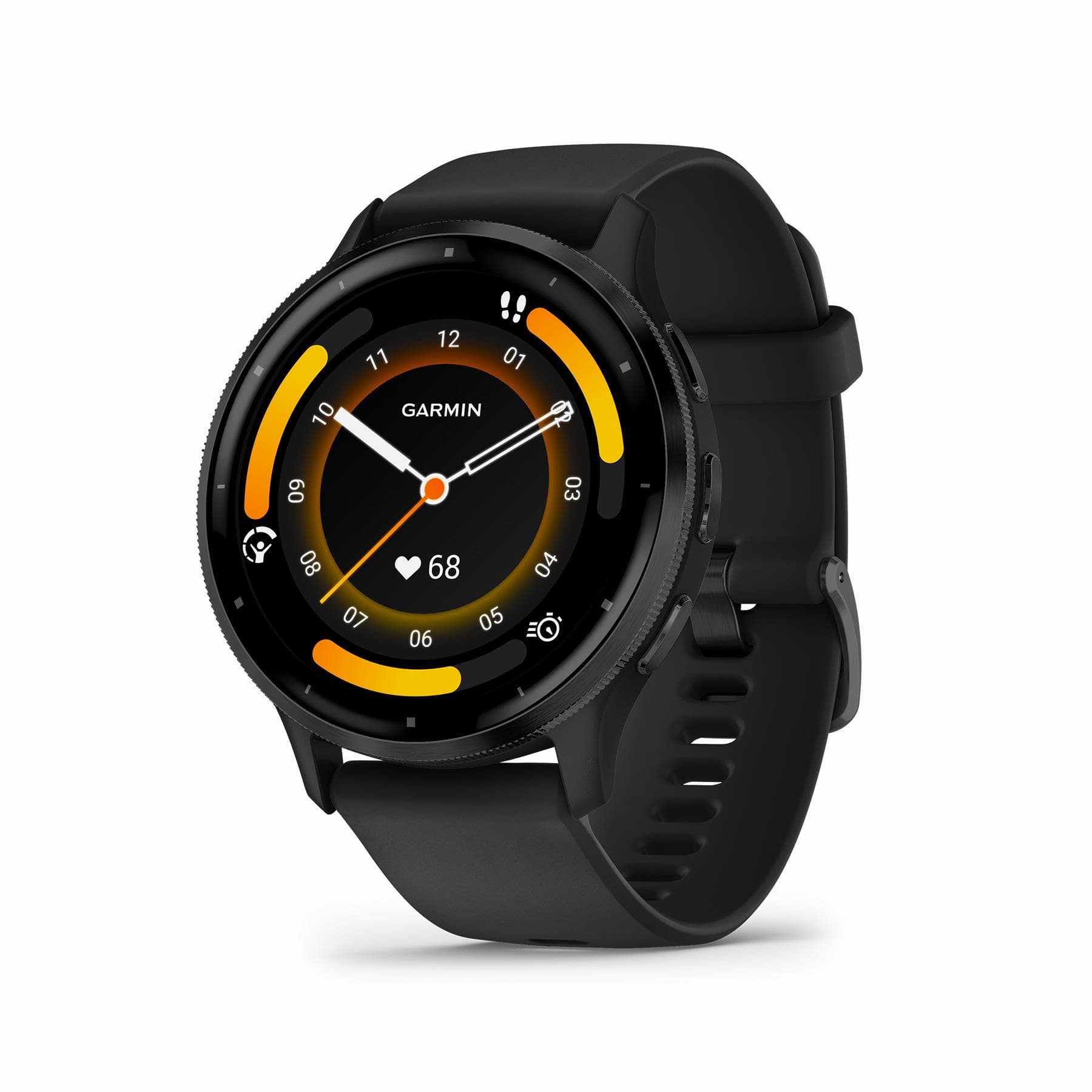 Garmin Venu 3, Slate Stainless Steel Bezel with Black Case and Silicone Band