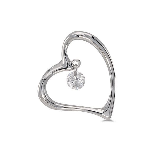 14K White Gold .08 cwt. Diamond Open Heart Pendant