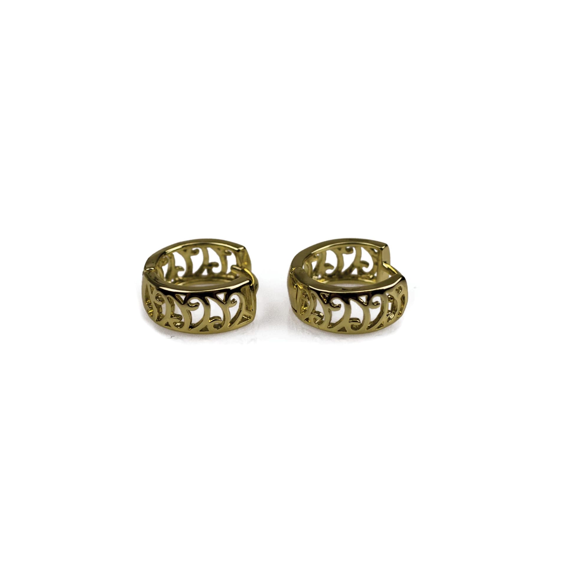 18K Gold Plated Hinged Filigree Hoop Earrings