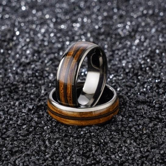 Townshend - Tungsten + Whiskey & Guitar String BLACK Ring Size 14