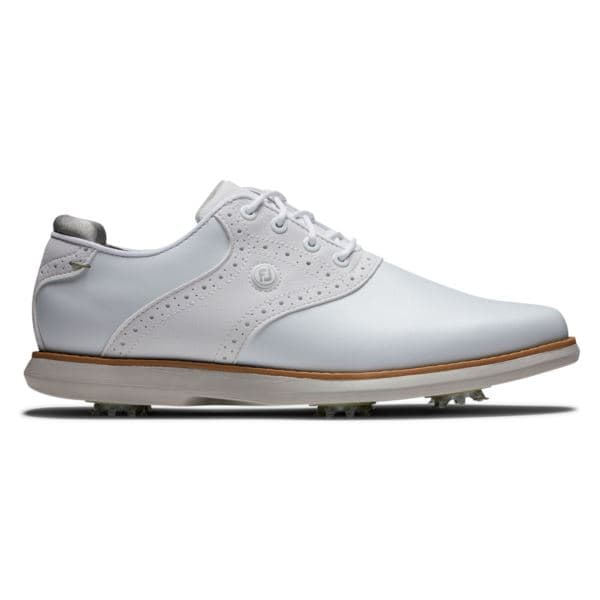 FootJoy Traditions Women's Spiked Golf Shoes - White/White/Grey/7 Medium