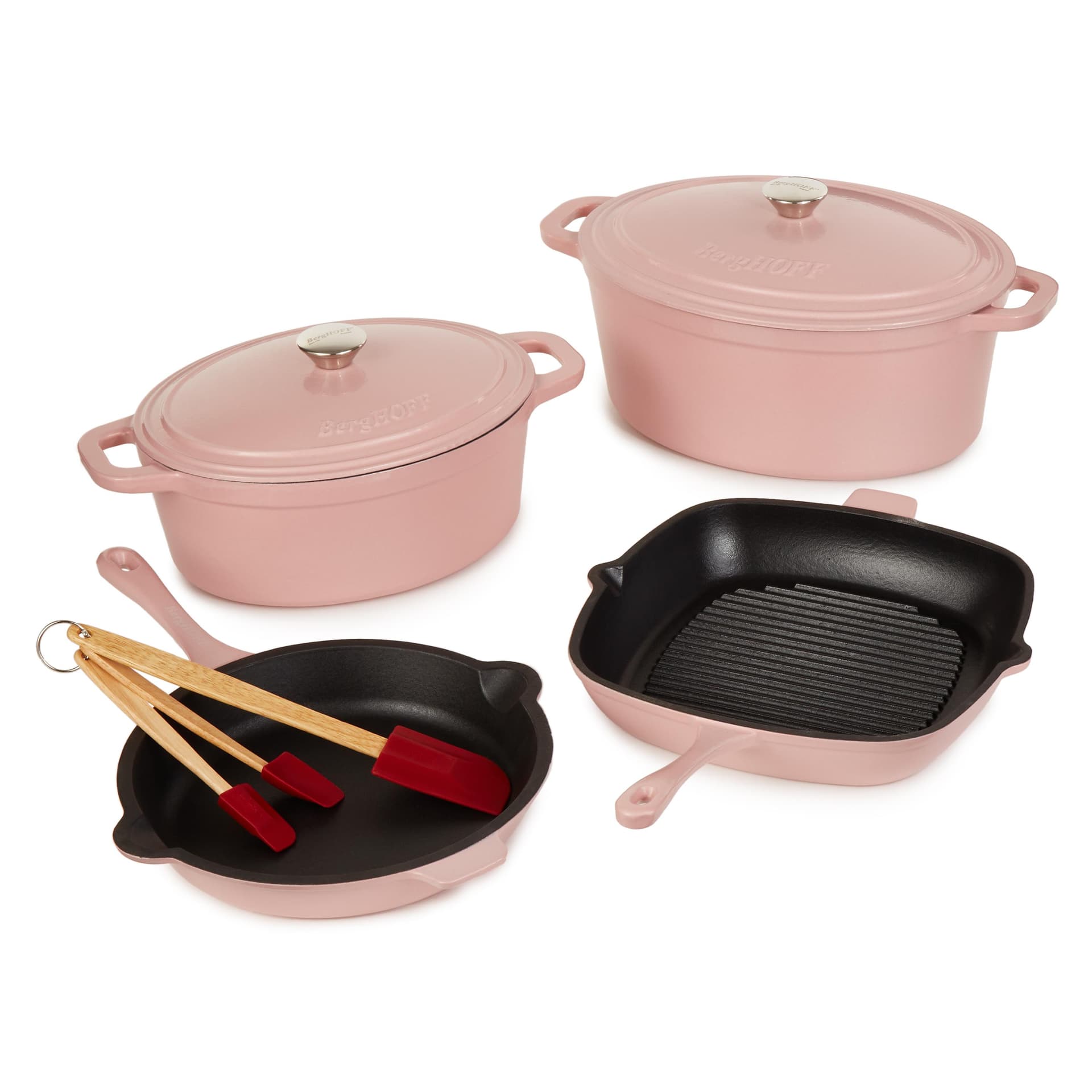 Neo 9pc Cast Iron Cookware Set, Pink