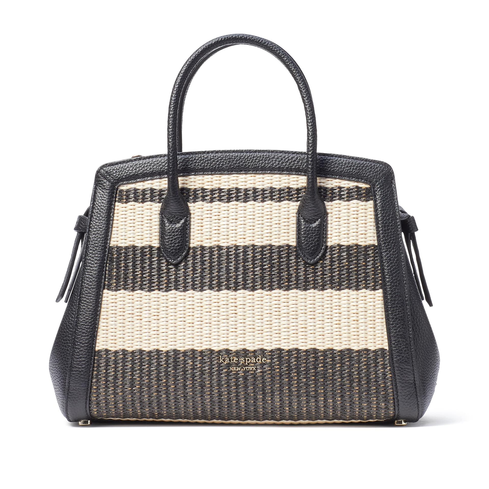 Knott Striped Straw Medium Satchel - Black Multi