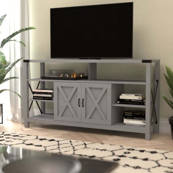 TV Stand for up to 60" TV's with Adjustable Shelf and Storage - Coastal Gray