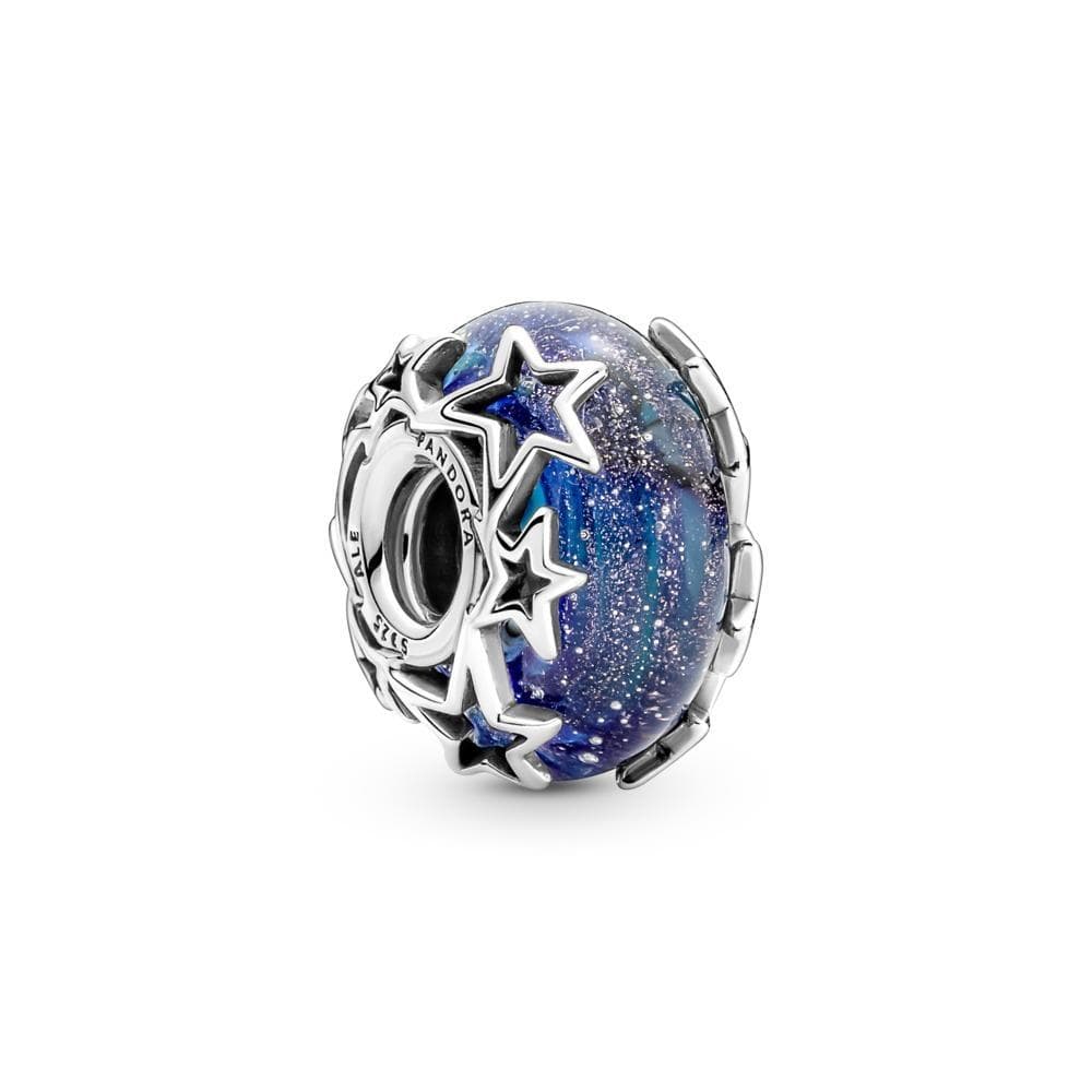 Galaxy Blue and Star Murano Charm