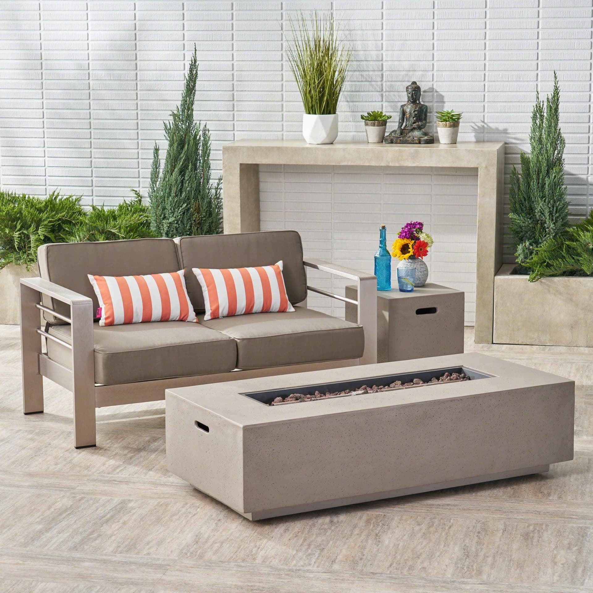 Cape Coral Outdoor Loveseat And Fire Pit Set