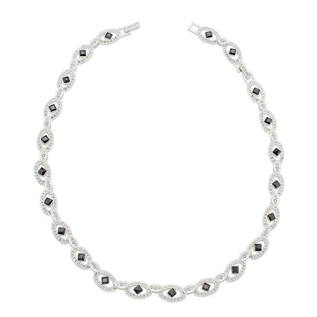 Latonia Cabella created Silver Plated Black and Clear CZ Evening Necklace