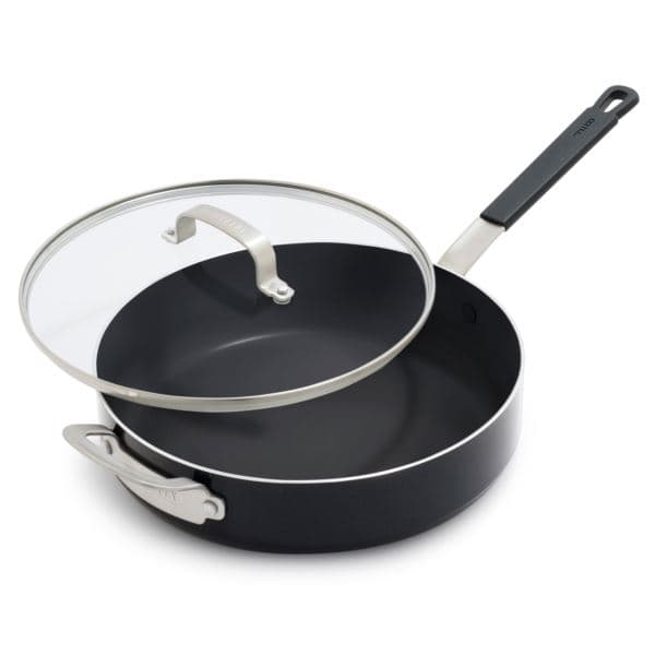 Professional Ceramic Nonstick Aluminum 4.5qt Saute Pan w/ Lid Black