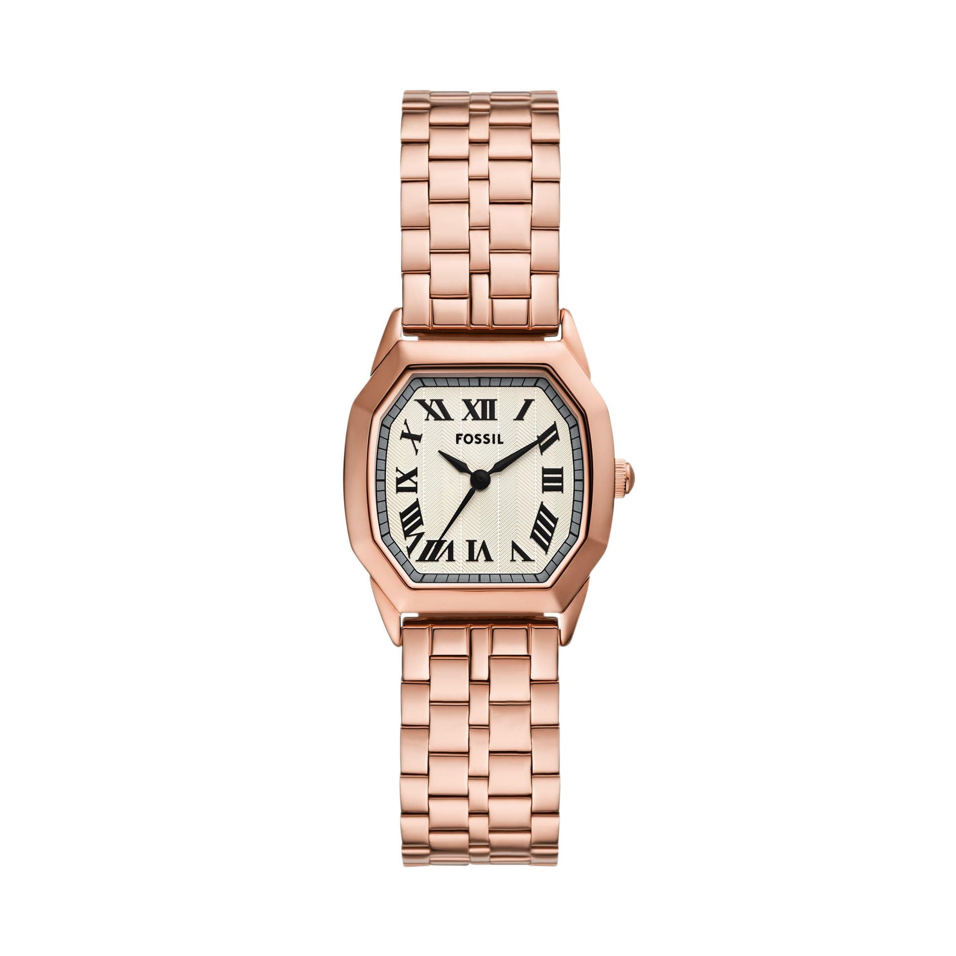 Ladies Harlow Rose Gold-Tone Stainless Steel Octagon Watch Cream Dial