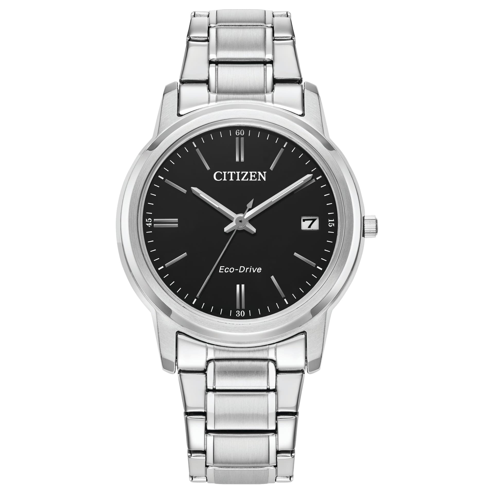 Ladies' Corporate Exclusive Eco-Drive Silver Stainless Steel Watch Black Dial
