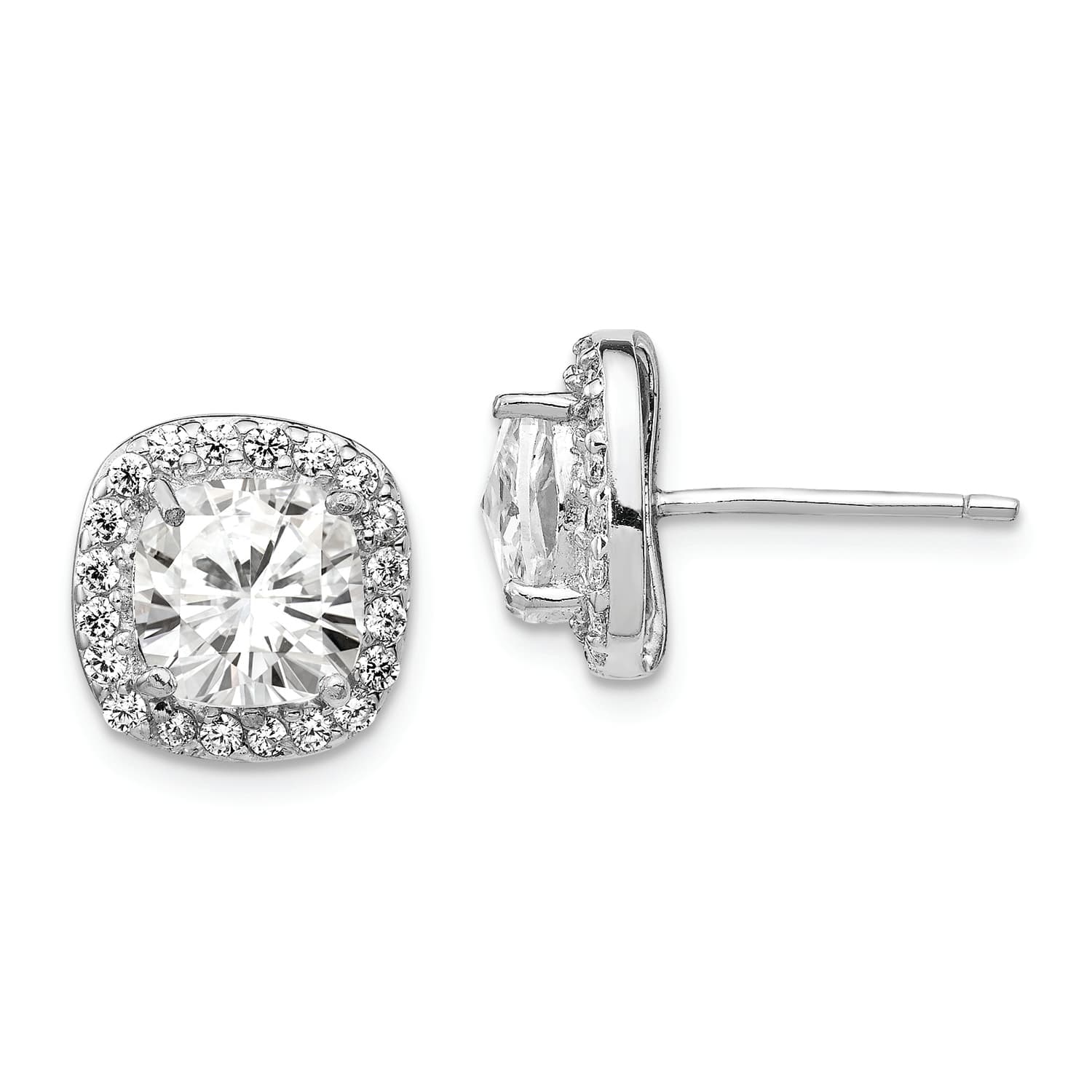 Cheryl M Sterling Silver Cubic Zirconia Square Post Earrings