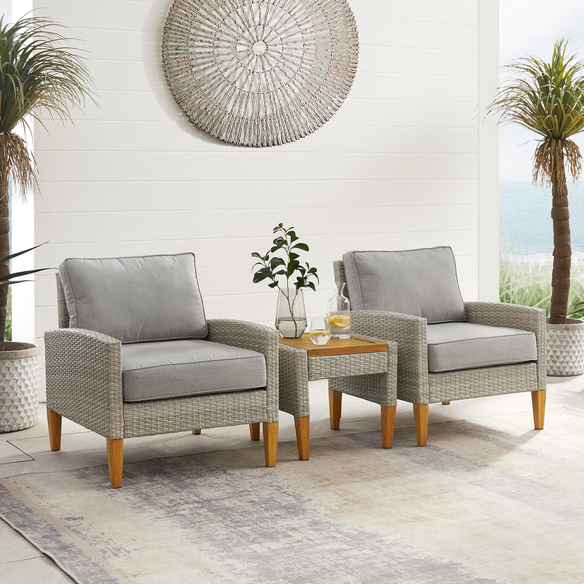 Capella 3Pc Wicker Outdoor Chair Set